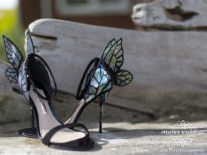 Butterfly shoes, Creative Weddings Planning & Decor, Strathmore Wedding, Rocking R Guest Ranch Wedding, Edward Ross Photography, Calgary Wedding Planner, Bespoke Wedding