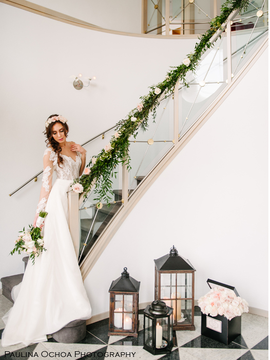 Staircase flower garland for Creative Weddings Planning and Decor blog - Calgary and Banff Wedding Planner - Wedding Trends For 2018