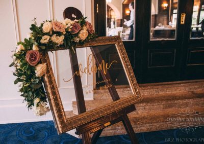 Wedding Reception Welcome Sign With Flowers, Floral Welcome Sign, Wedding Decor, Lake Louise Wedding, Creative Weddings Planning & Design